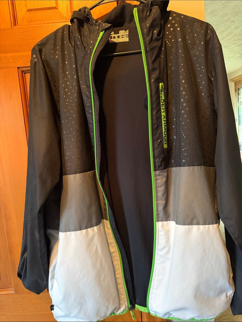 Under Armour Black Gray White Jacket with Neon Green Trim